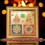 Gold plated Laxmi Ganesh Yantra with Frame