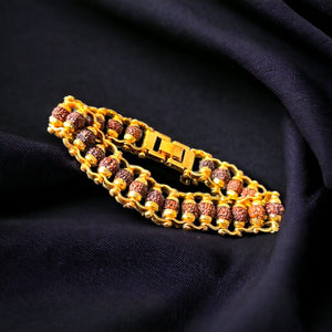 Genuine Paanch Mukhi Modern Rudraksha bracelet with Gold plating.