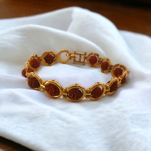 Gold Plated Rudraksh Bracelet Men