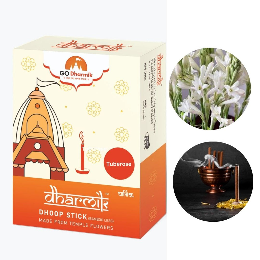 Flower Based Organic Bamboo Less Dhoop Stick - Tuberose