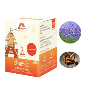 Premium Dhoop Cones Handmade From Temple Flowers-Lvender