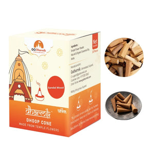 Dhoop Cones Handmade from Temple Flowers- Sandalwood