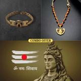 Combo Gold Plated SHIVA Rudraksha Mala with Shivling Bracelet