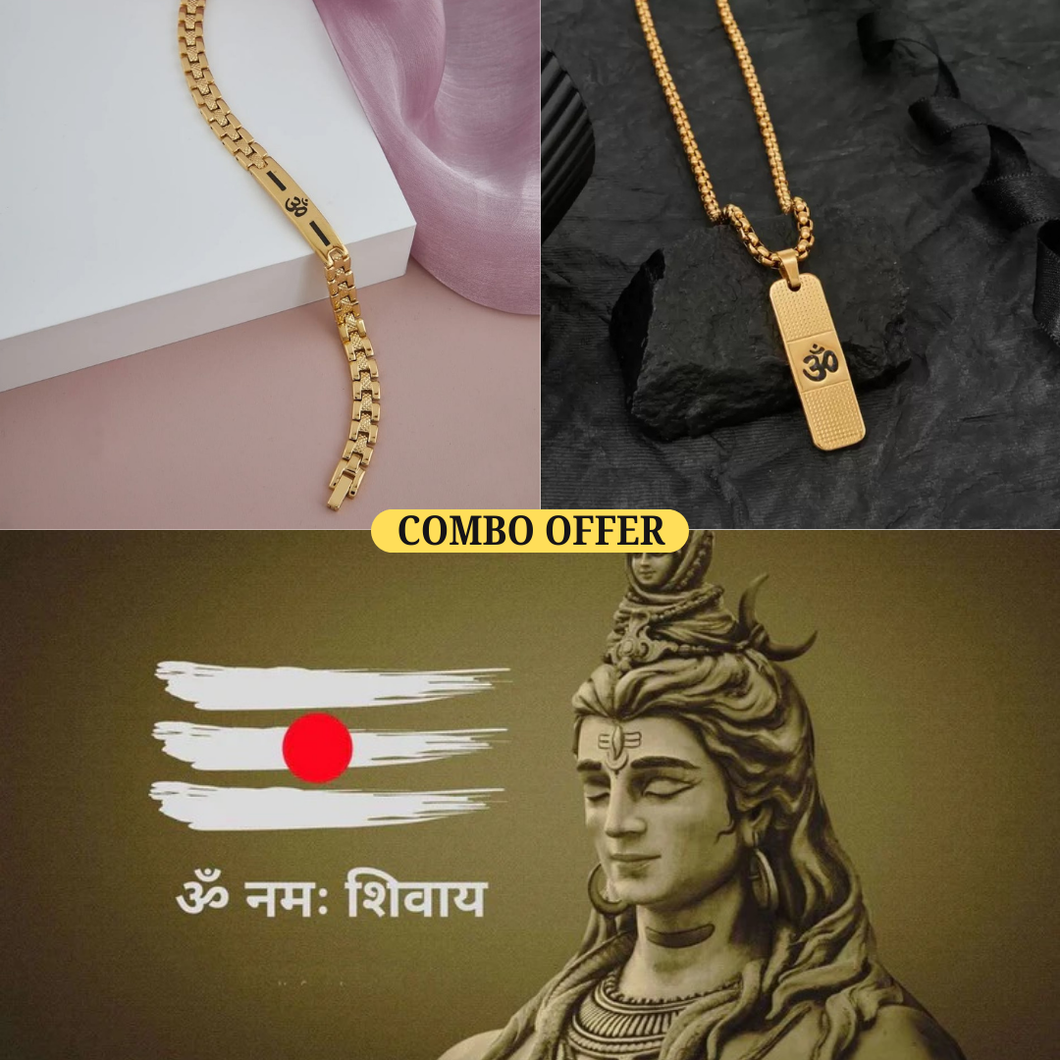 Combo Gold Plated OM Chain with Bracelet