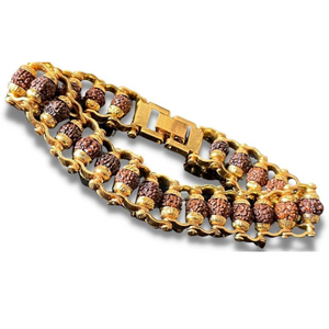 Genuine Paanch Mukhi Modern Rudraksha bracelet with Gold plating.