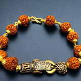 Rudraksha Gold Plated Bracelet- Jai Mata Di