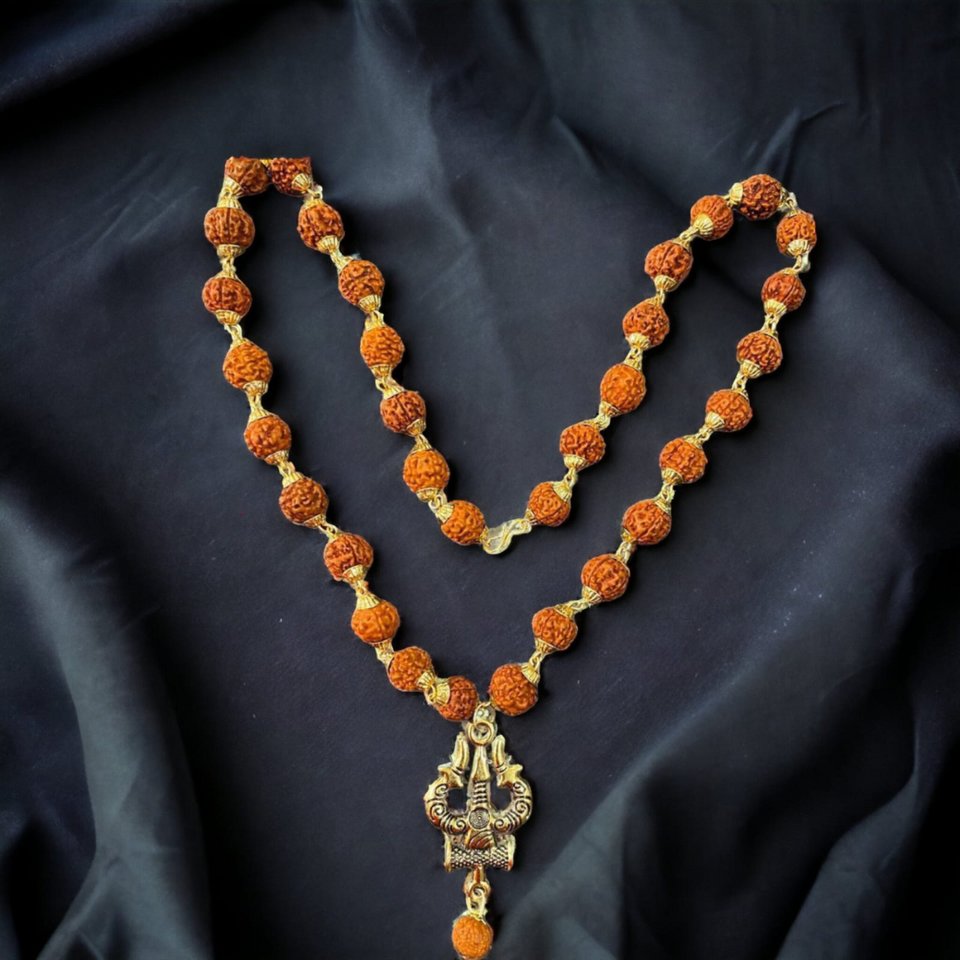 Rudraksha Mala with Trishul Locket