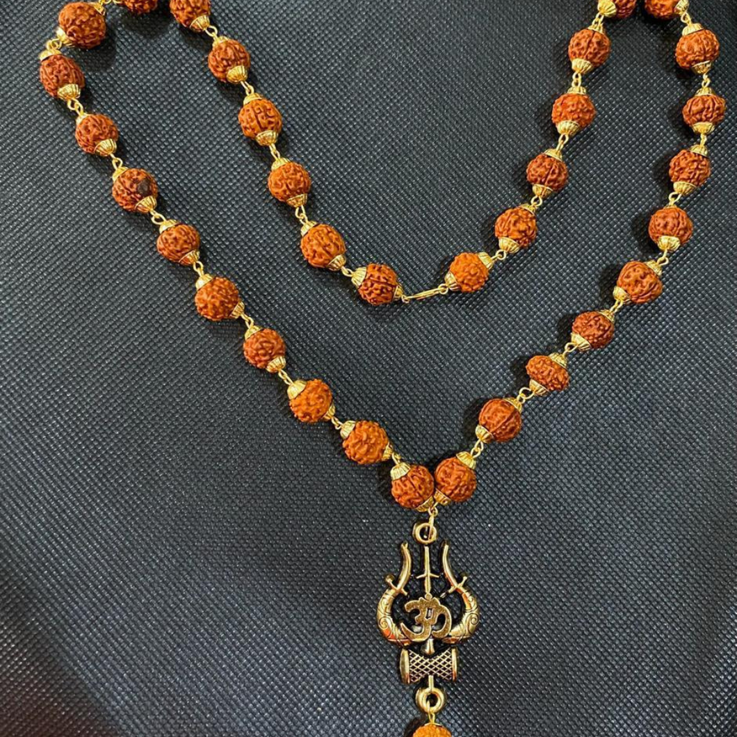 Rudraksha Mala with OM & TRISHUL Locket