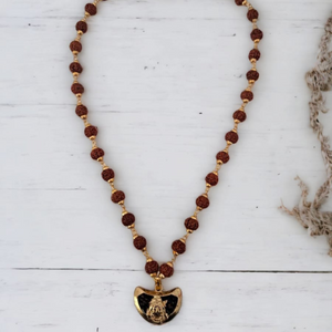 Gold Plated Rudraksh Mala with Shiva Image Locket